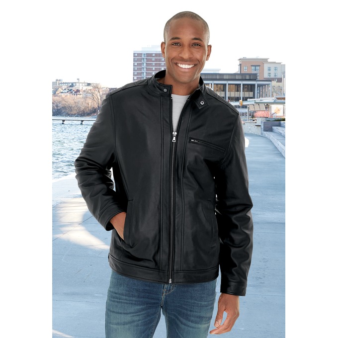 Sherpa-Lined Leather Coat | Montgomery Ward