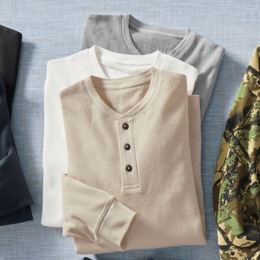 Men's 3-Pack Cotton-Blend Thermal Henleys, , large