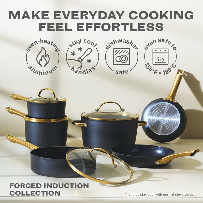 Farberware 12-Piece Forged Aluminum Cookware Set, Black, large
