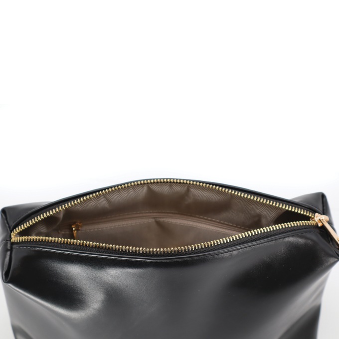 Plaid Tote with Pouch, Black White Plaid, large