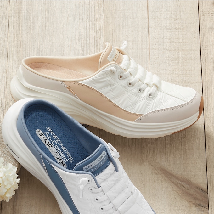 Skechers Women&rsquo;s Contour Foam Sweet Embrace Mule, White Natural, large