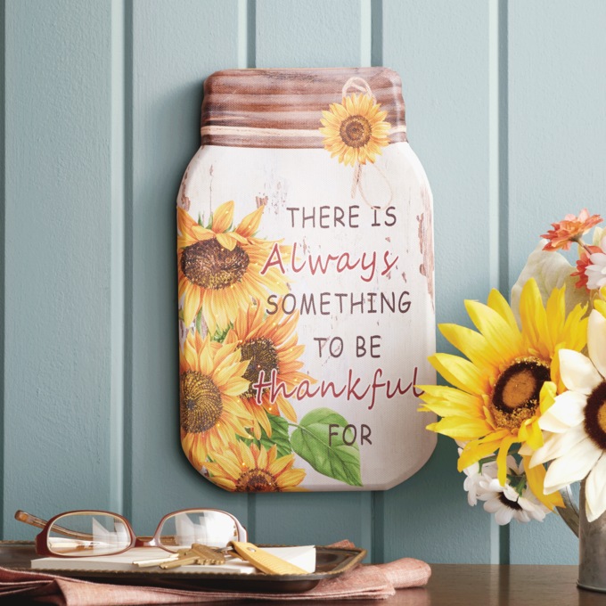 Always Thankful Mason Jar Wall Art, , large