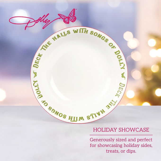 Dolly Parton Holiday Toile 10.5-Inch Serving Bowl, , large