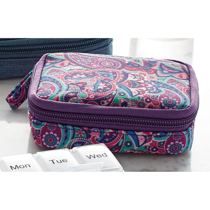 Fashion Pill Case, Purple Paisley, large