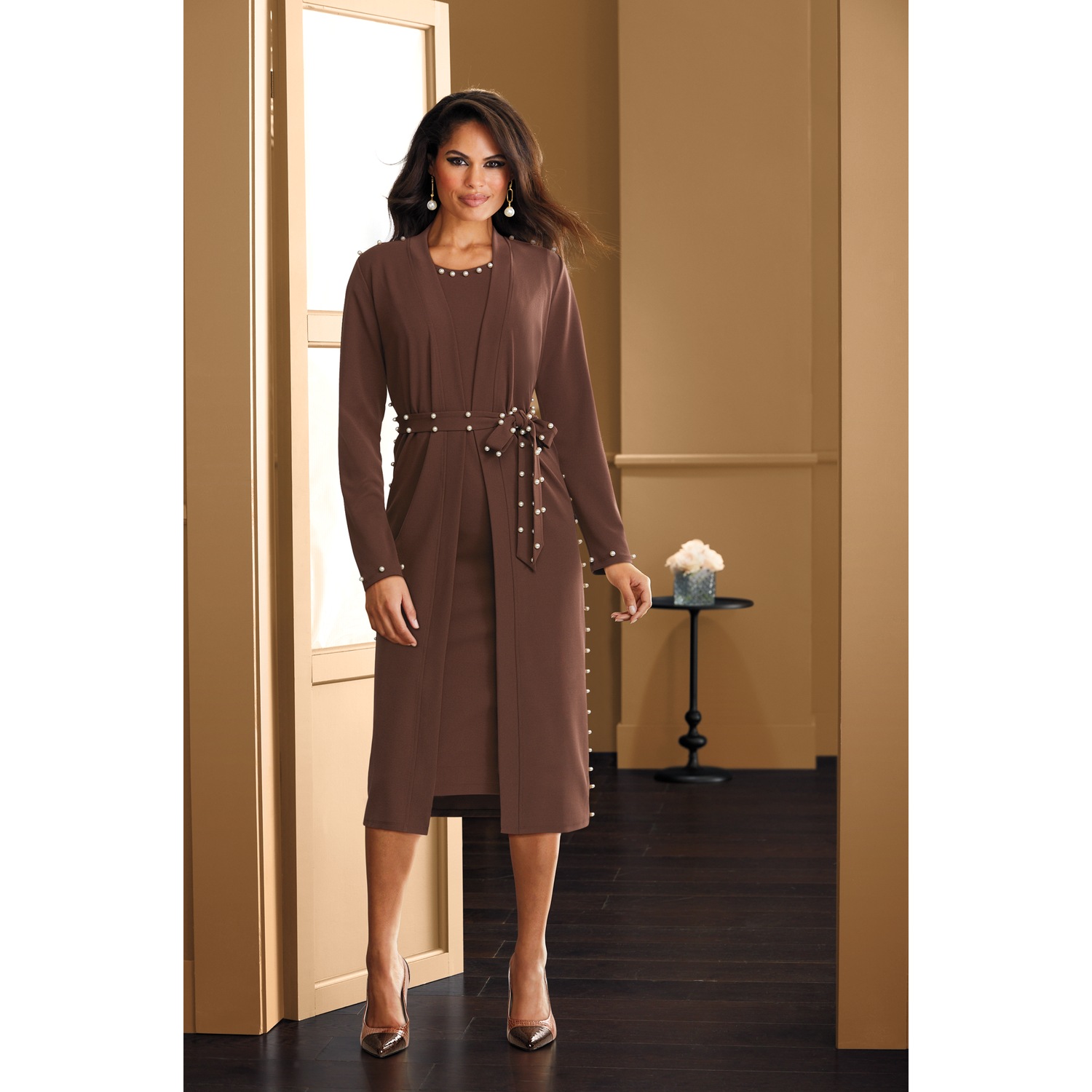 Luisa Pearl Trim Jacket Dress Montgomery Ward