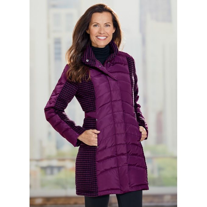Snowfall Pattern Puffer Parka, Dark Purple, large