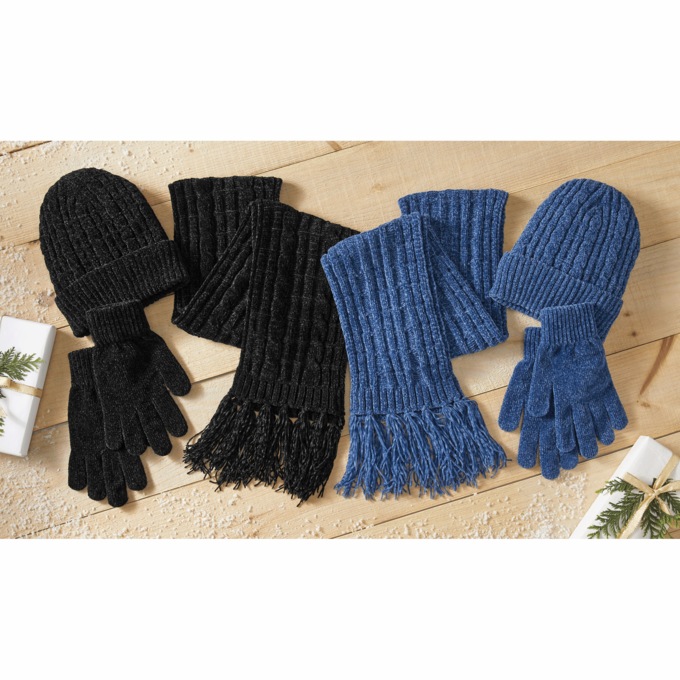 Fringe Scarf, Hat & Glove Set, , large