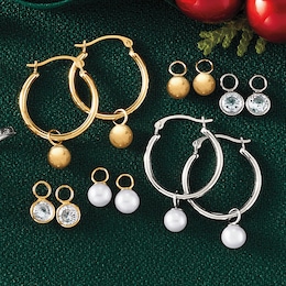 10K Gold Hoops with Interchangeable Charms, , large