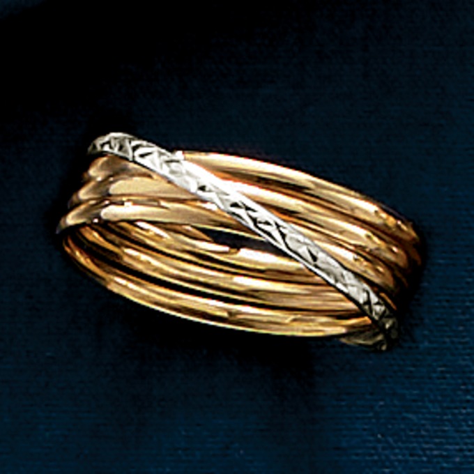 10K Gold Two-Tone Band Ring, , large