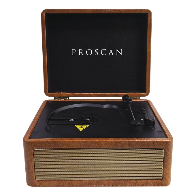 Proscan Retro Suitcase-Style CD Player with Bluetooth, Brown, large