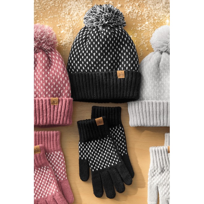 Dotted Hat and Glove Set, , large