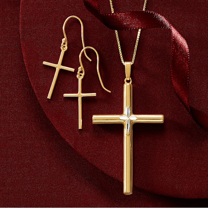 Cross Pendant and Earring Set, , large