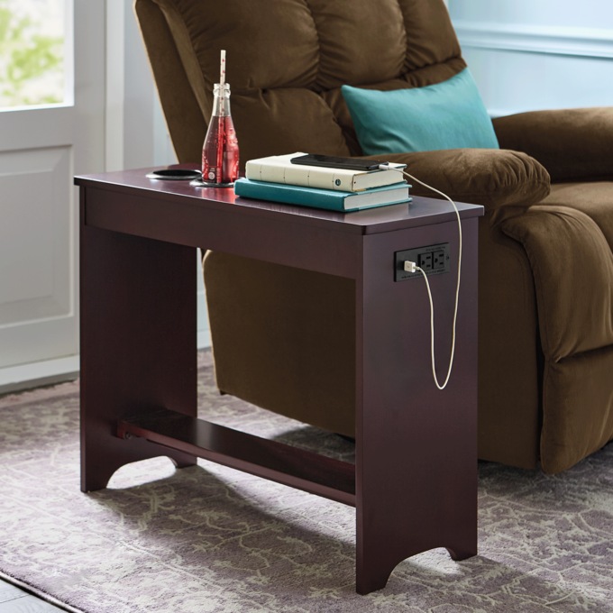 Powered Side Table with Cupholders, , large