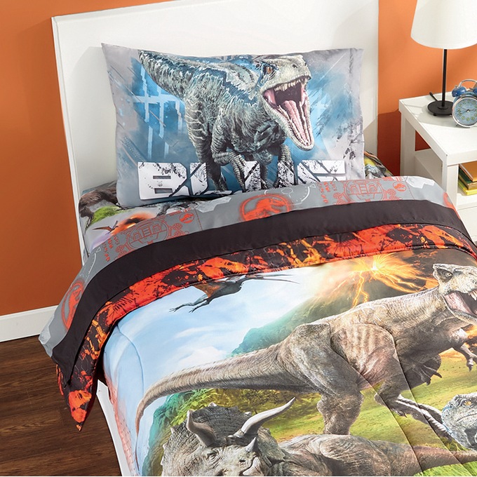 Reversible Jurassic World Eruption Twin Sheet Set Montgomery Ward Reversible Jurassic World Eruption Twin Sheet Set