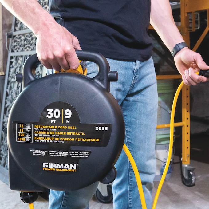 30 Ft. Retractable Cord Reel, Gray, large