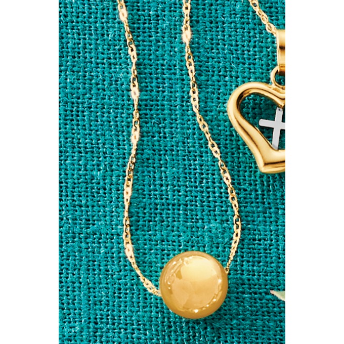 10K Gold Ball Necklace, , large