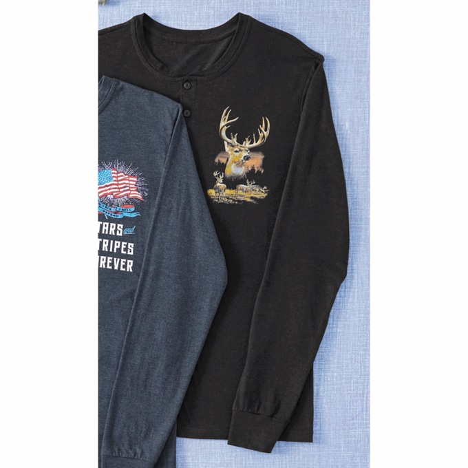 Long-Sleeve Graphic Henley, , large