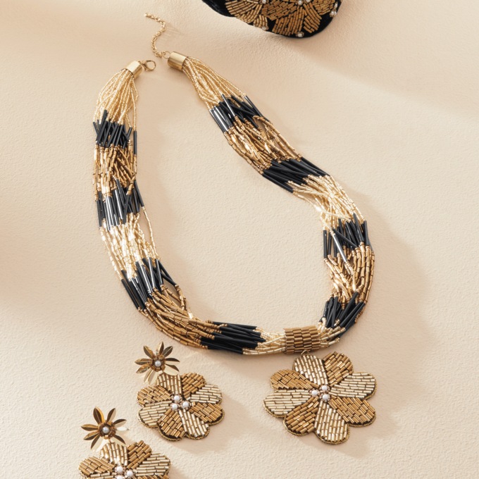 Flower/Seed Bead Pendant, , large