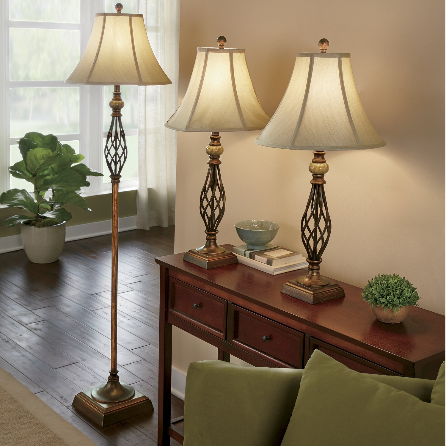 3Piece Floor and Table Lamp Set Montgomery Ward