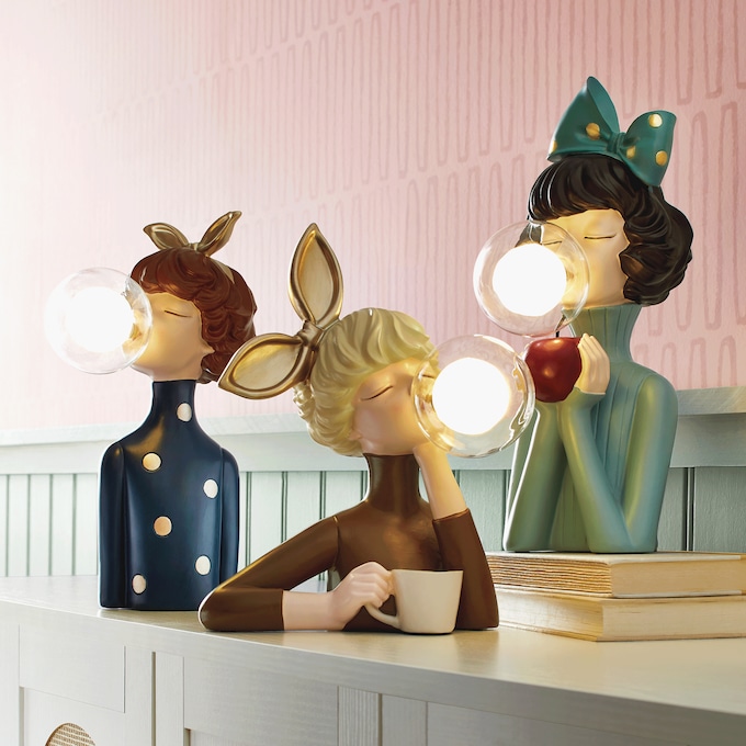 Figural Bubble Gum Lady Lamp, , large