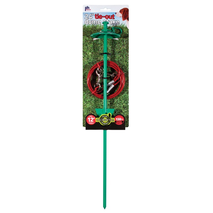 24" Tie Out Dome Stake with 12' Cable, , large
