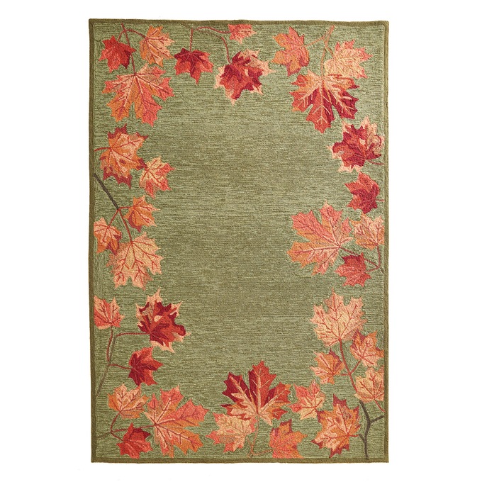 Ravella Fall Leaves Indoor/Outdoor Rug, Moss, large