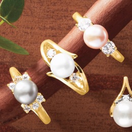 Pearl/Cubic Zirconia 3-Piece Ring Set, , large