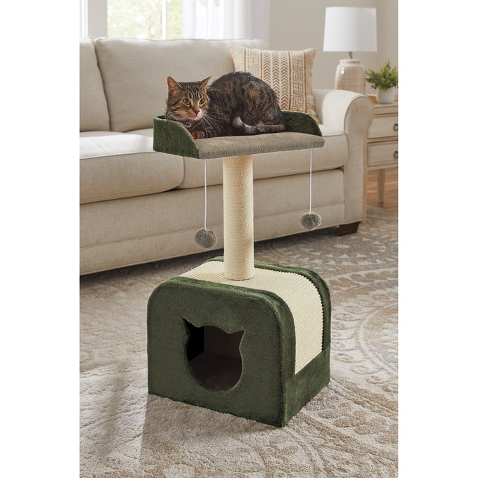 Kitty Plush Hideaway, Olive, large