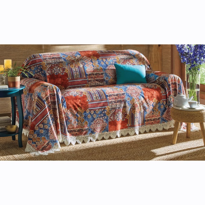 Boho Velvet Furniture Throw, , large