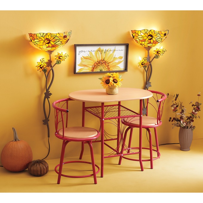 3-Piece Colorful Bistro Dining Set with Swivel Chairs, Red, large