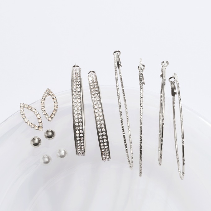 6-Pair Hoop Post Earring Set, , large