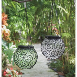 Set of 2 Solar Hanging Orbs, , large