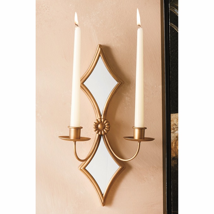Melanie Mirror Taper Sconce, Gold, large