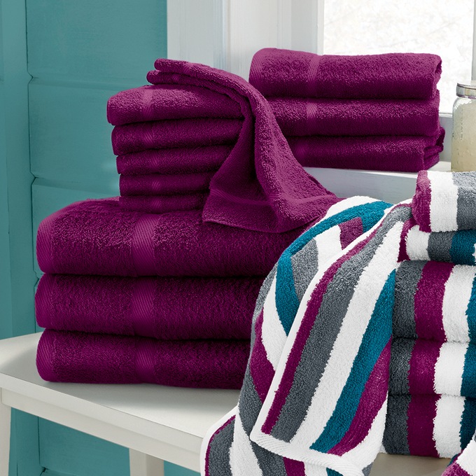 Serene Cotton Terry Bath Towel Set, 12 Pieces, , large