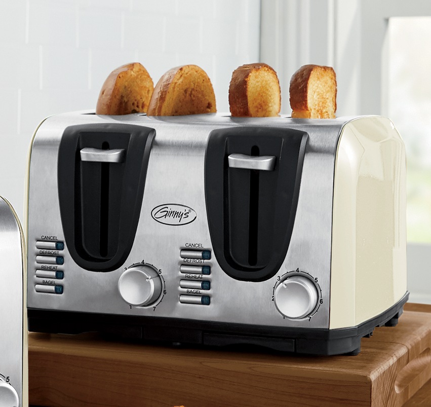 Ginny&rsquo;s Essential 4-Slice Toaster with 7 Browning Levels, Cream, large