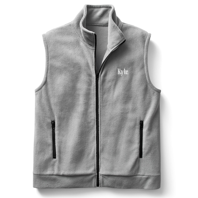 Personalized Men's Fleece Vest with Front Zipper and Embroidered Name, , large