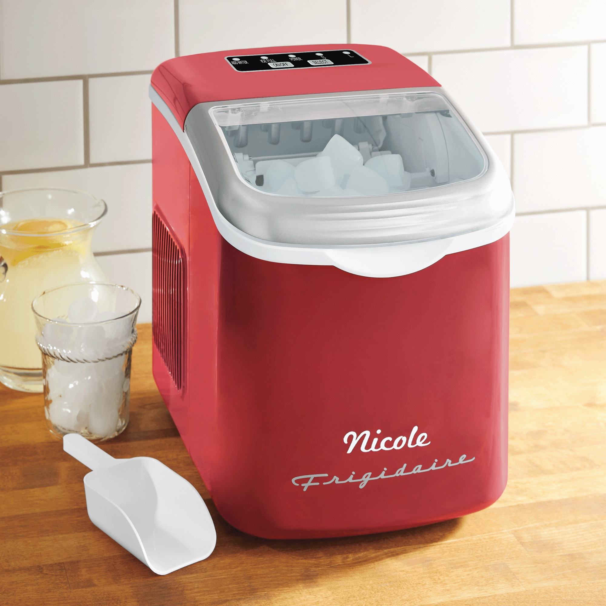 Frigidaire Personalized Retro 26-lb. Ice Maker, Red, large