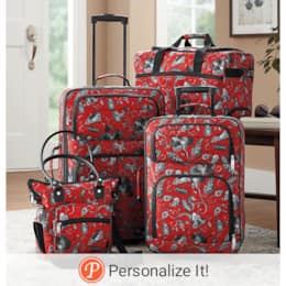 4-Piece Vintage Floral Luggage Set, , large