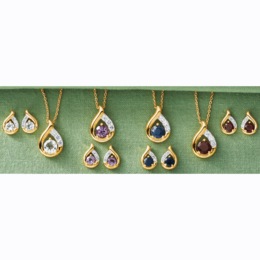 Gemstone Teardrop Pendant &amp; Earring Set, , large