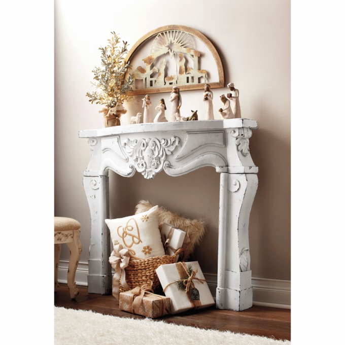 Heaven Mantel, Distressed White, large