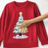 Flip Sequin Christmas Tree Crewneck Sweatshirt with Reversible Sequins, Red, large