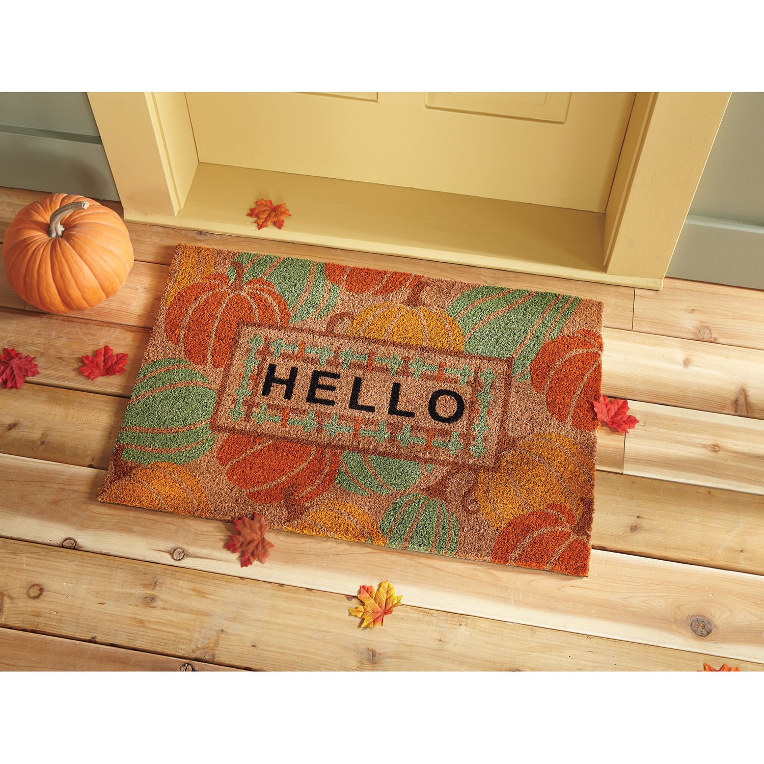 Hello Pumpkins Coir Indoor/Outdoor Mat 20" X 30" Montgomery Ward