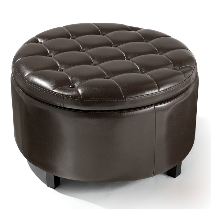 Hudson Round Storage Ottoman, , large