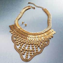 Metals Bib Necklace &amp; Earring Set, , large