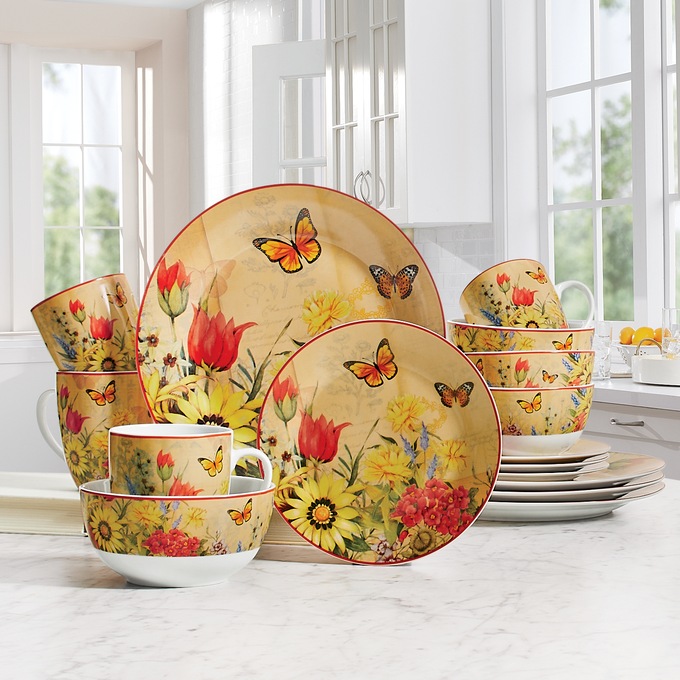 16 Piece Floral Butterfly Dinnerware Set Montgomery Ward