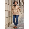 Mia Shiny Puffer Jacket with Faux-Fur Hood, Gold, large
