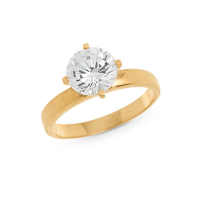 10K Gold Cubic Zirconia Ring, , large