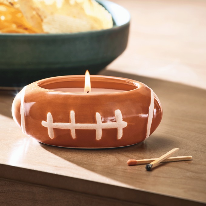Football Shaped Candle, Brown, large