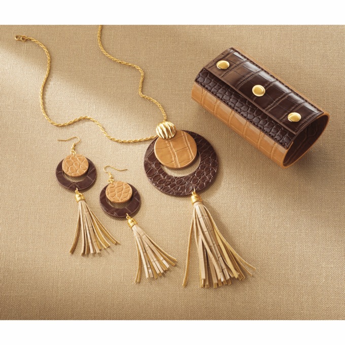 Textured Pleather Jewelry - Buy All 3 & SAVE, , large
