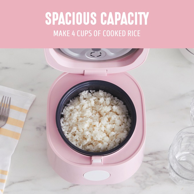 Greenlife 4-Cup Rice and Grains Cooker, Pink, large